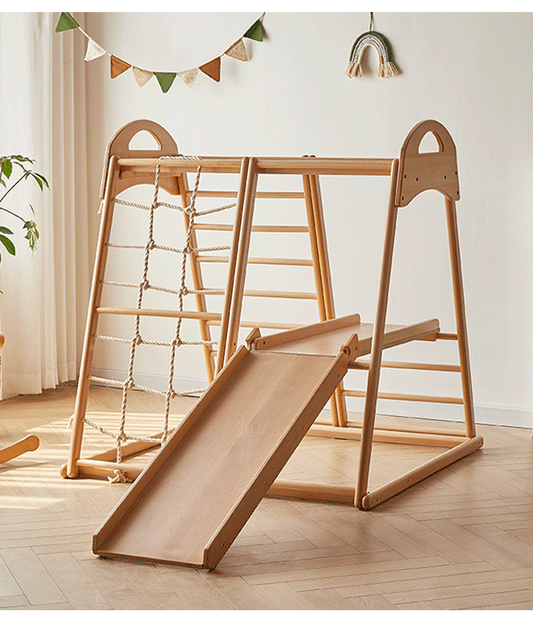 9-in-1 Solid Wood Montessori Climbing Gym for Kids