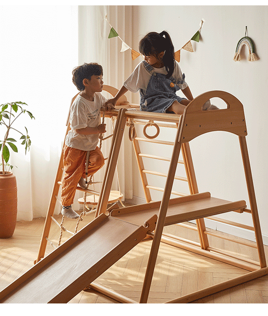 9-in-1 Solid Wood Montessori Climbing Gym for Kids